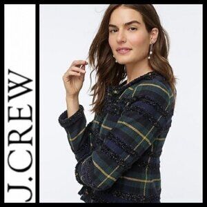 J. Crew Lady Jacket In Lurex Black Watch Plaid, Size 10